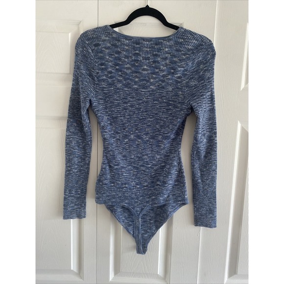 Abercrombie Fitch Women's Large Blue Ribbed Knit Bodysuit NEW Clean Girl Boho - Picture 7 of 9